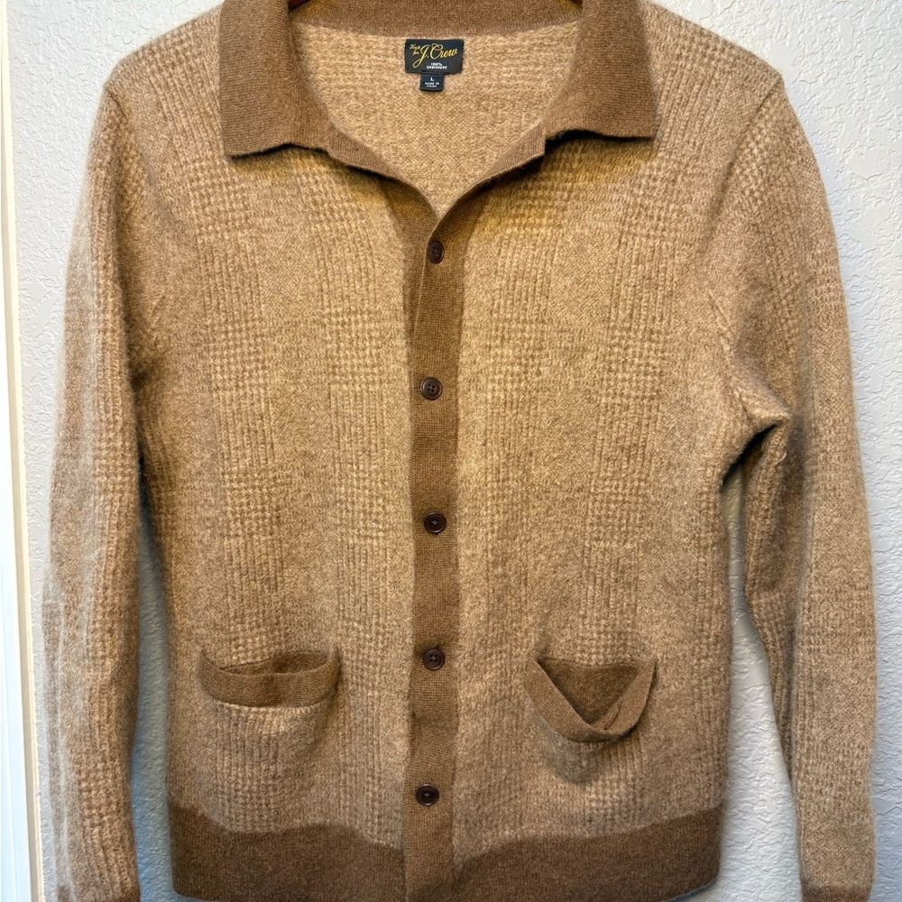 J. Crew Tan Cashmere Cardigan Sweater